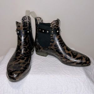 Henry Ferrara rain boots short ankle leopard cheetah animal print Size 8.5